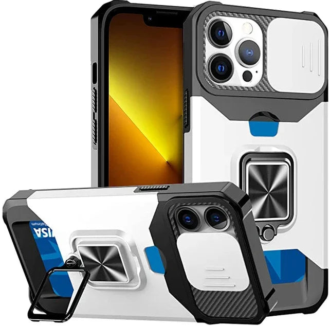 Heavy Duty Protective iPhone Case With Sliding Camera Cover And Card Clip Cover - DealJustDeal