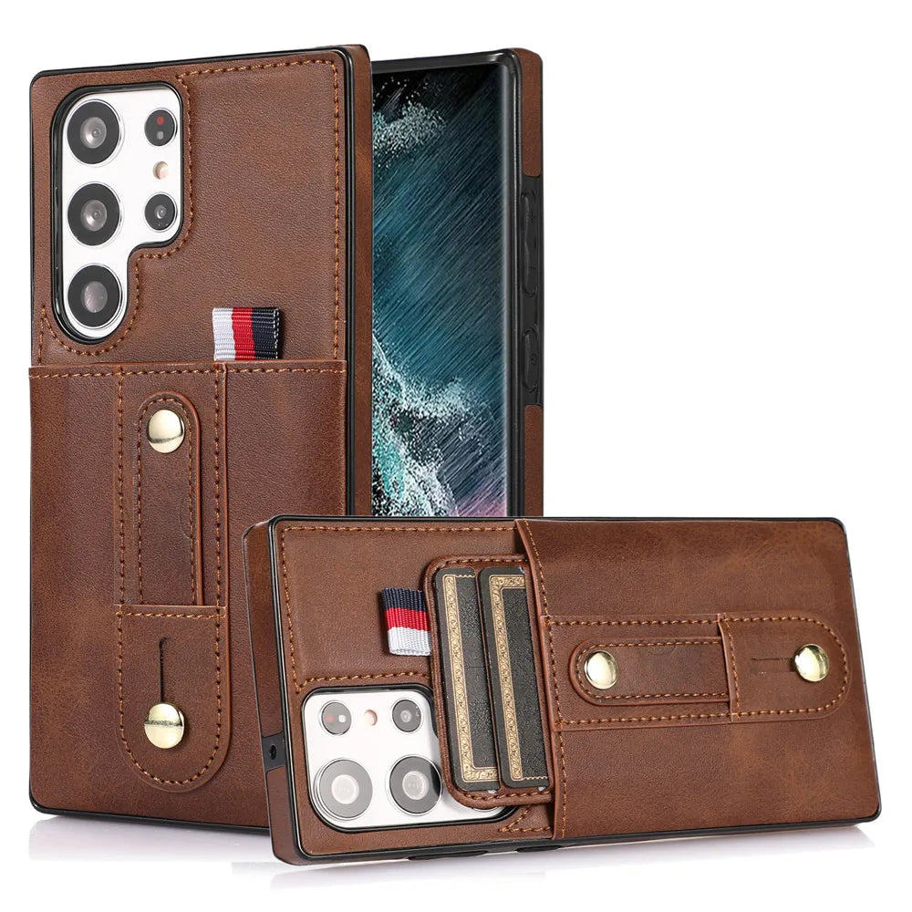 Wallet Card Slots Magnetic Leather Galaxy S Case - DealJustDeal