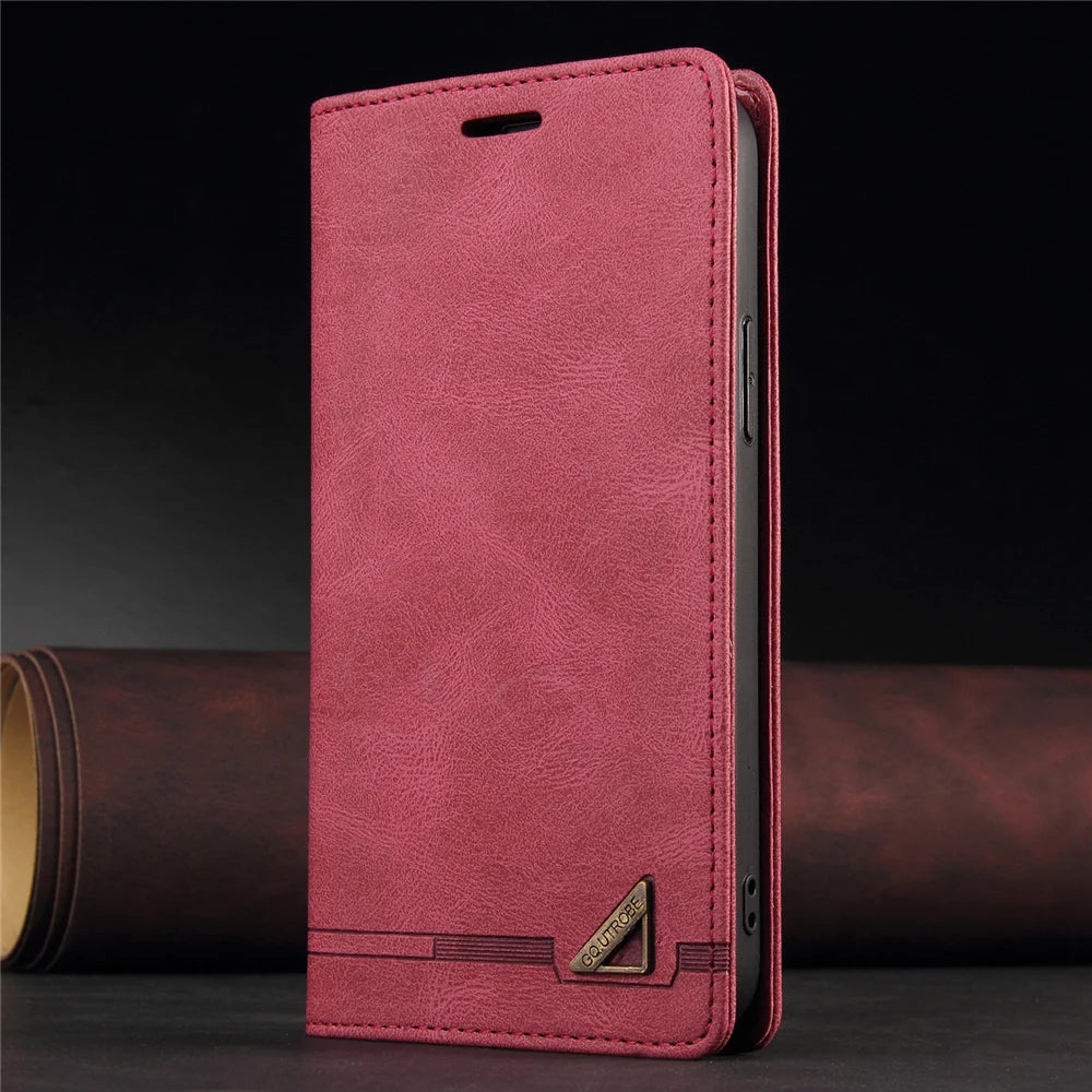 Flip Wallet Anti-theft Brush Leather Galaxy A and M Case - DealJustDeal