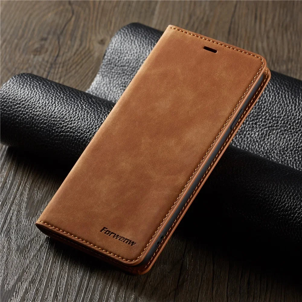 Flip Magnet Thin Suede Leather Wallet iPhone Case - DealJustDeal