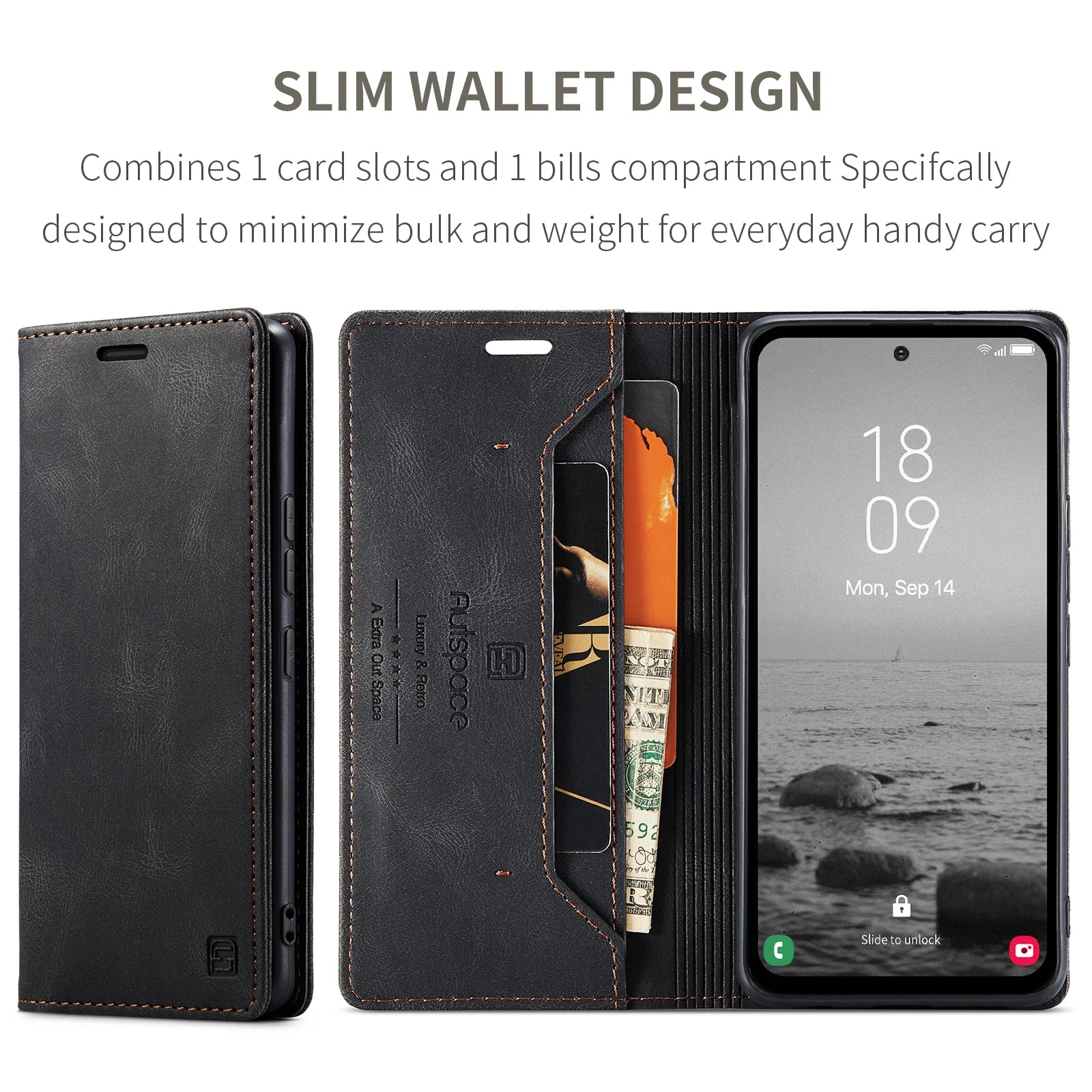 Anti-Scratch Magnetic Card Pocket Wallet Leather Galaxy A and M Case - DealJustDeal