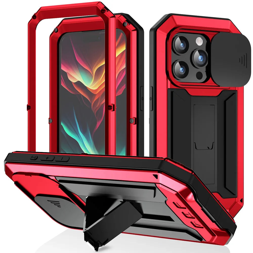 Tempered Glass Armor Metal iPhone Case - DealJustDeal