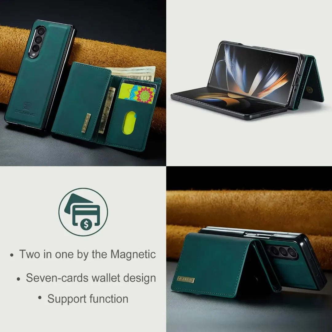 Magnetic Flip Detachable Card Holder Leather Galaxy Z Fold Case - DealJustDeal