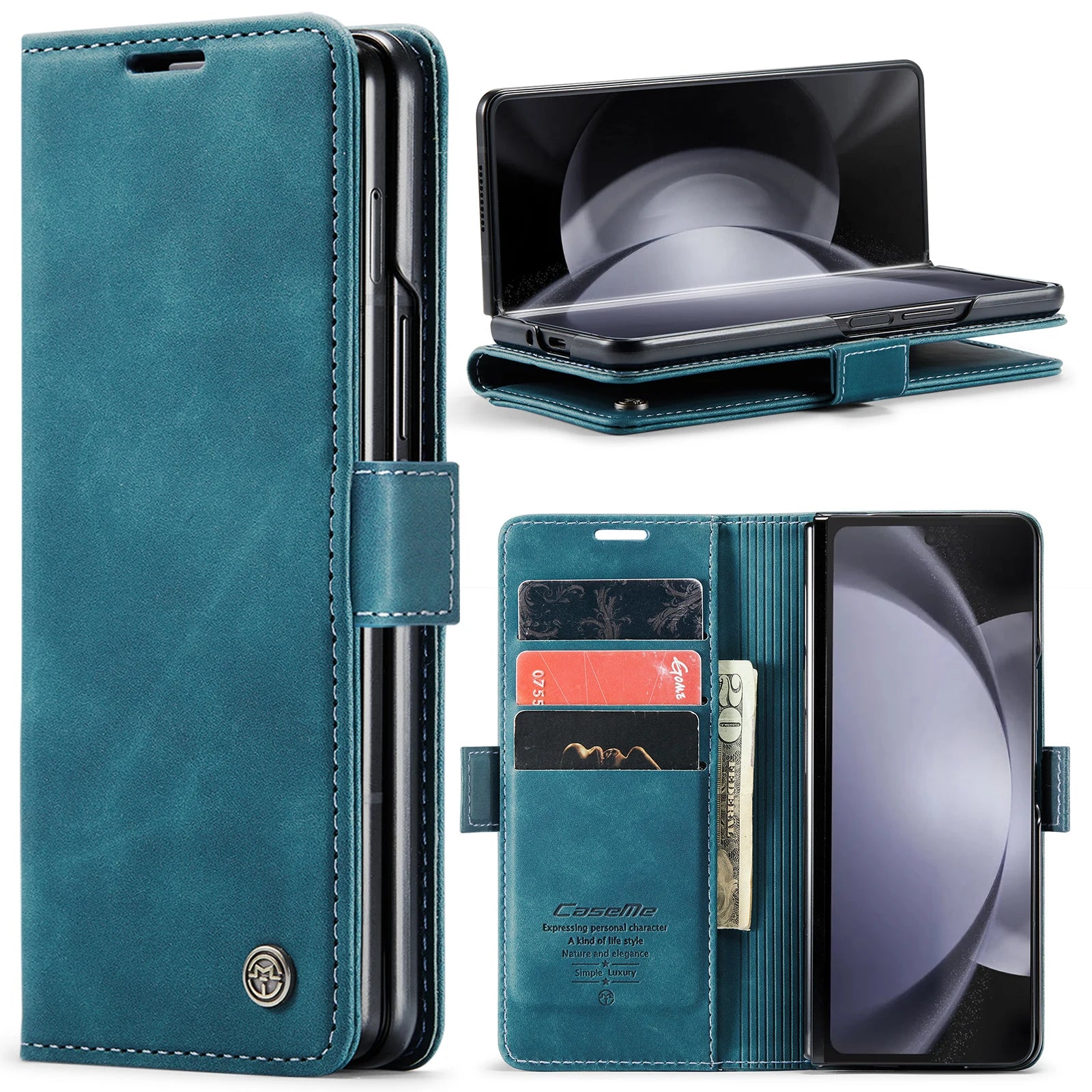 Matte Card Slot Magnetic Stand Wallet Leather Galaxy Z Fold Case - DealJustDeal