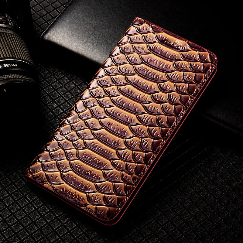 Snake Texture Genuine Leather iPhone Case - DealJustDeal