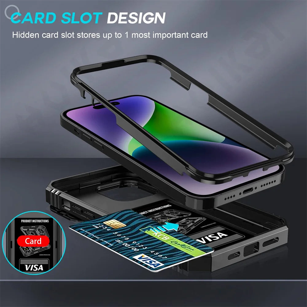 Armor Designed Shockproof Rugged Protective Slide Lens Protector iPhone Case - DealJustDeal