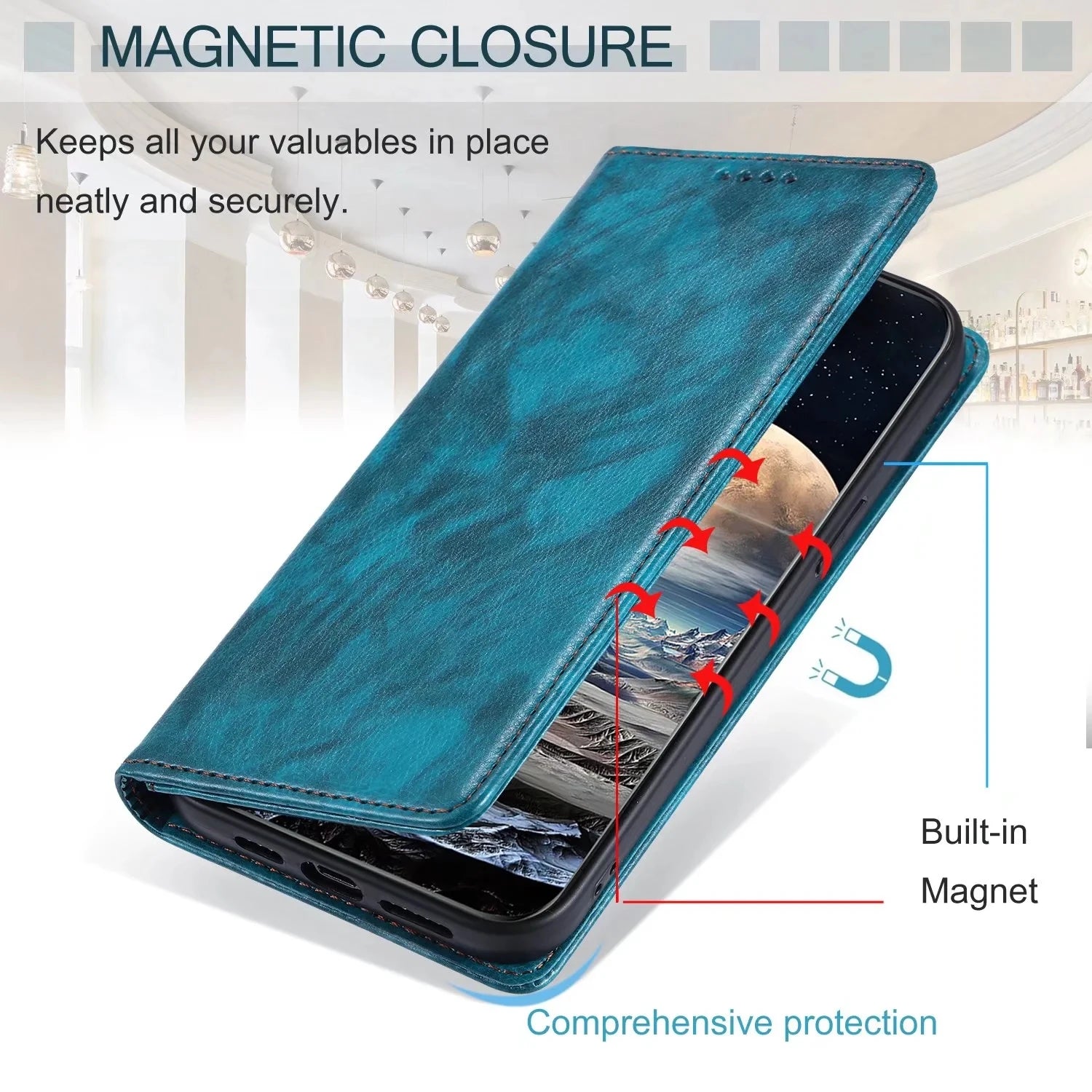 Magnetic Flip Card Pocket Wallet Leather Galaxy Note and S Case - DealJustDeal