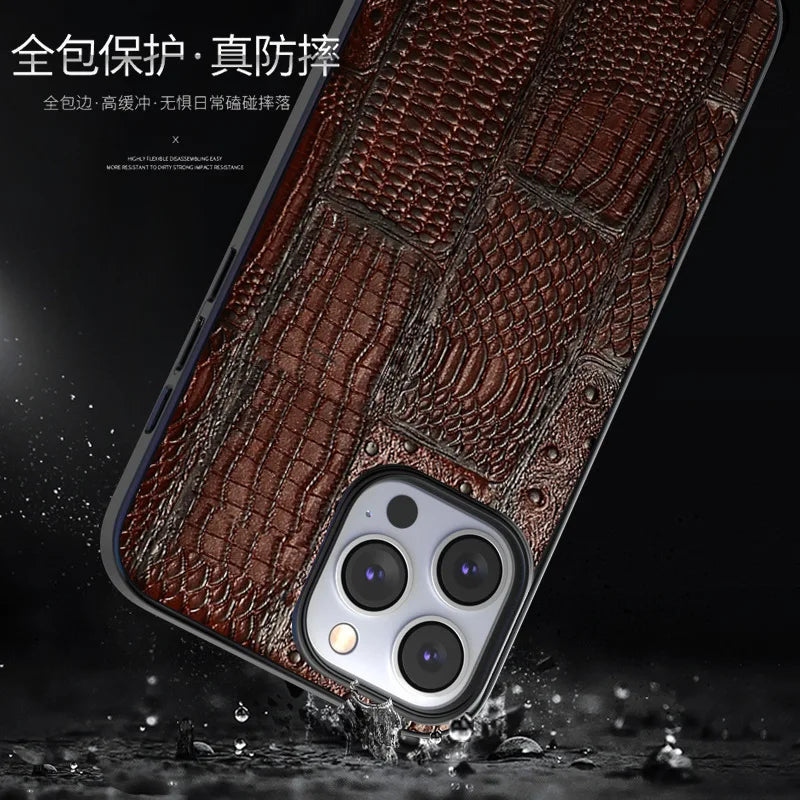 Genuine Leather Shockproof iPhone Case - DealJustDeal