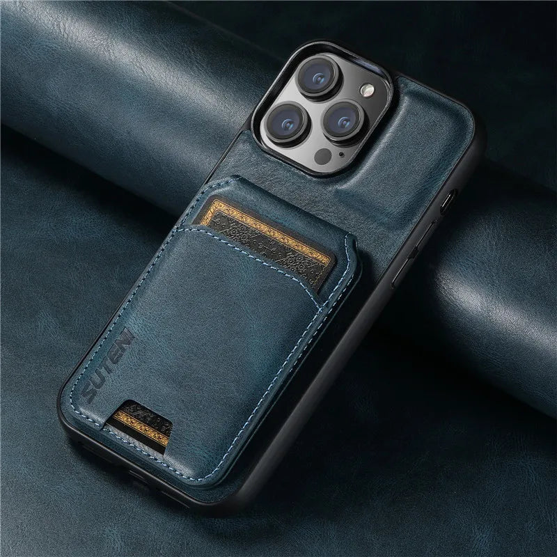 Luxury Magnetic Flip Leather Wallet iPhone Case - DealJustDeal