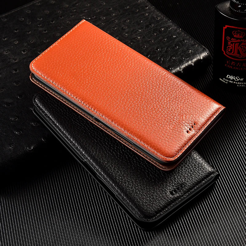 Litchi Patter Genuine Leather Magnetic Flip Google Case - DealJustDeal