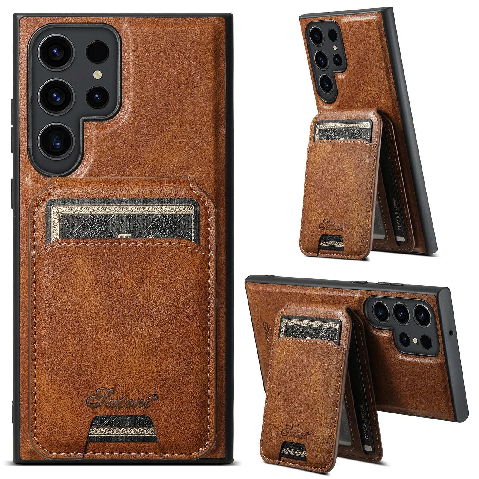 Card Holder Leather Magnetic Pocket Galaxy Note and S Case - DealJustDeal