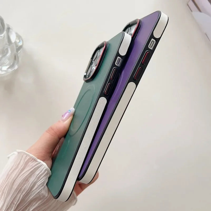 Bicolor Magnetic Masafe Leather iPhone Case - DealJustDeal