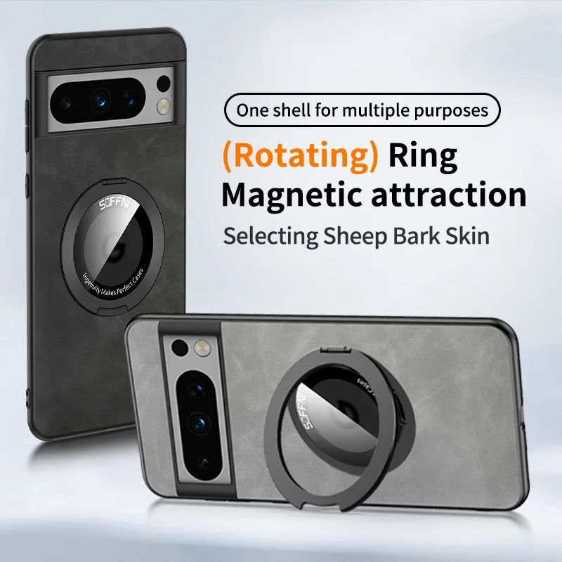 Magnetic Ring Bracket Leather Google Case - DealJustDeal