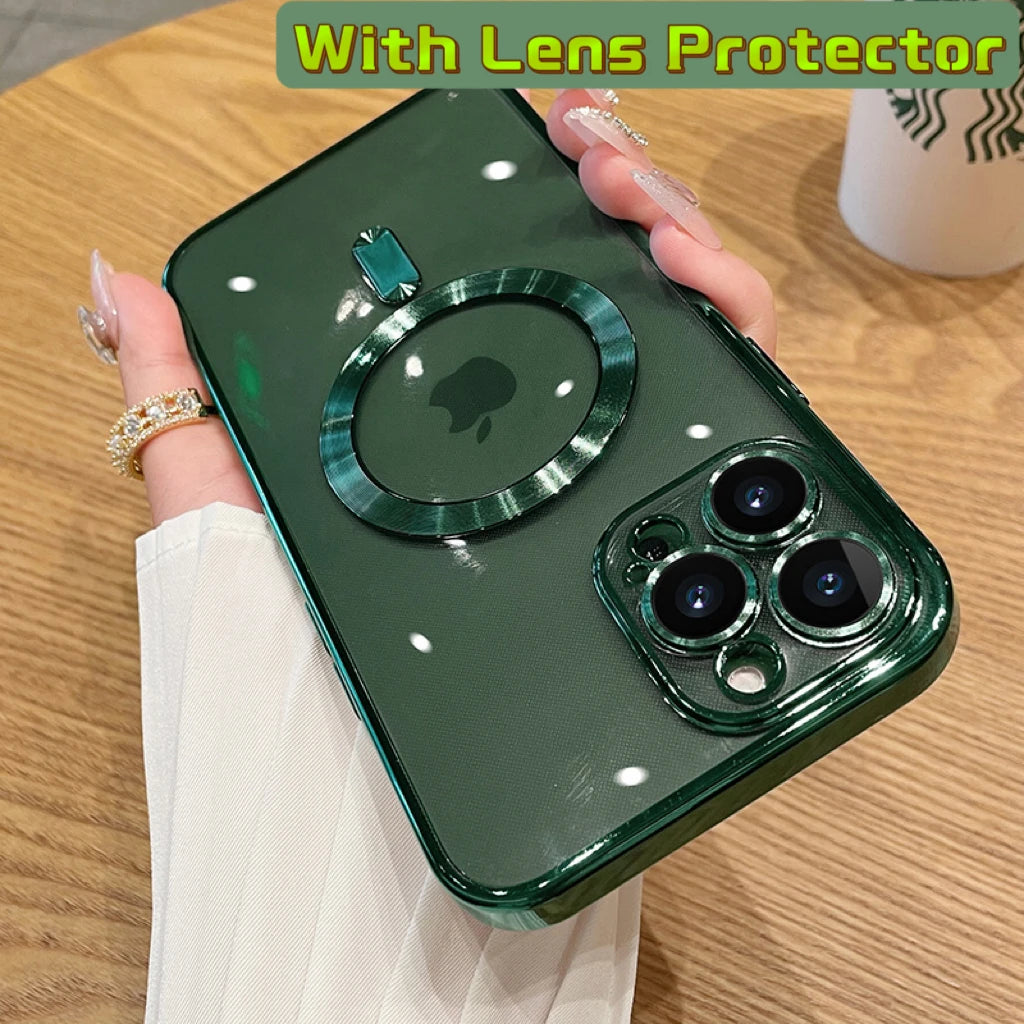 Magsafe Fashion Plating iPhone Case With Camera Lens Protector - DealJustDeal