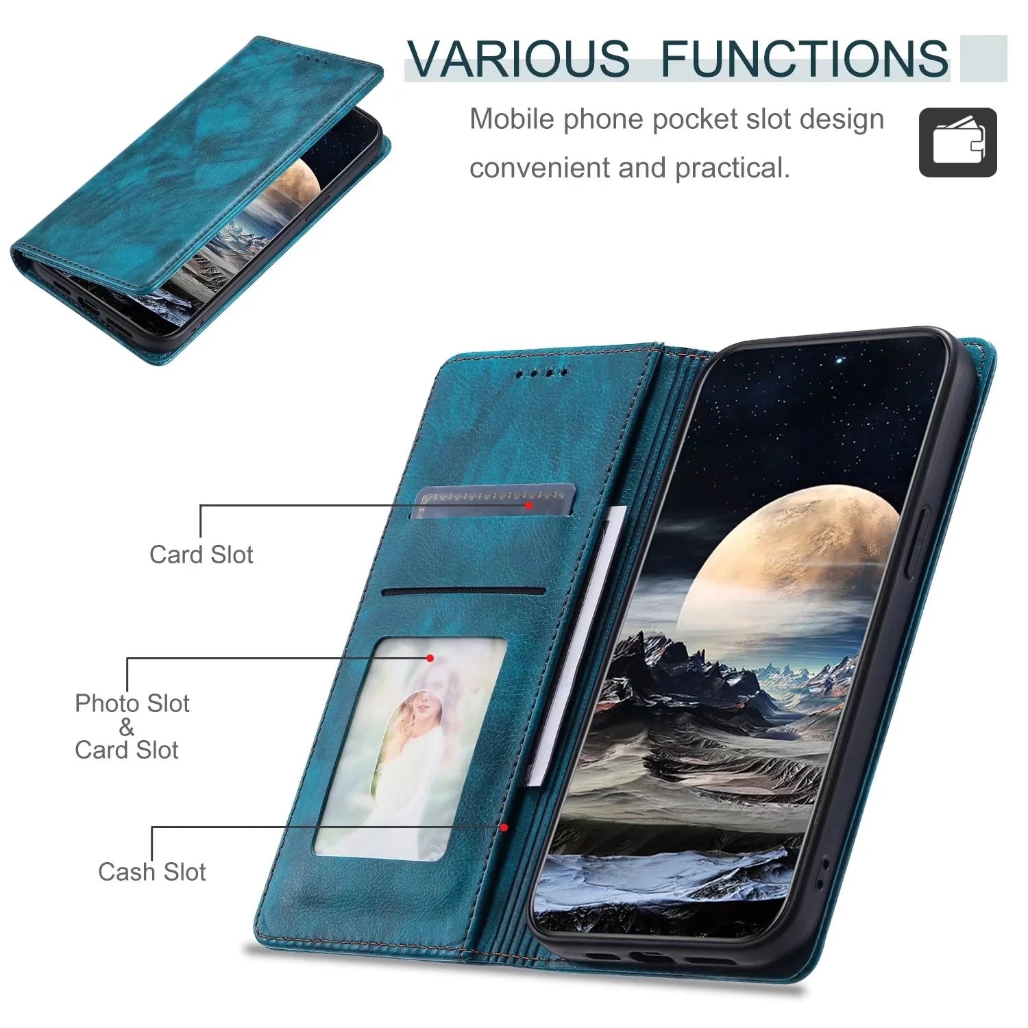 Magnetic Flip Card Pocket Wallet Leather Galaxy Note and S Case - DealJustDeal