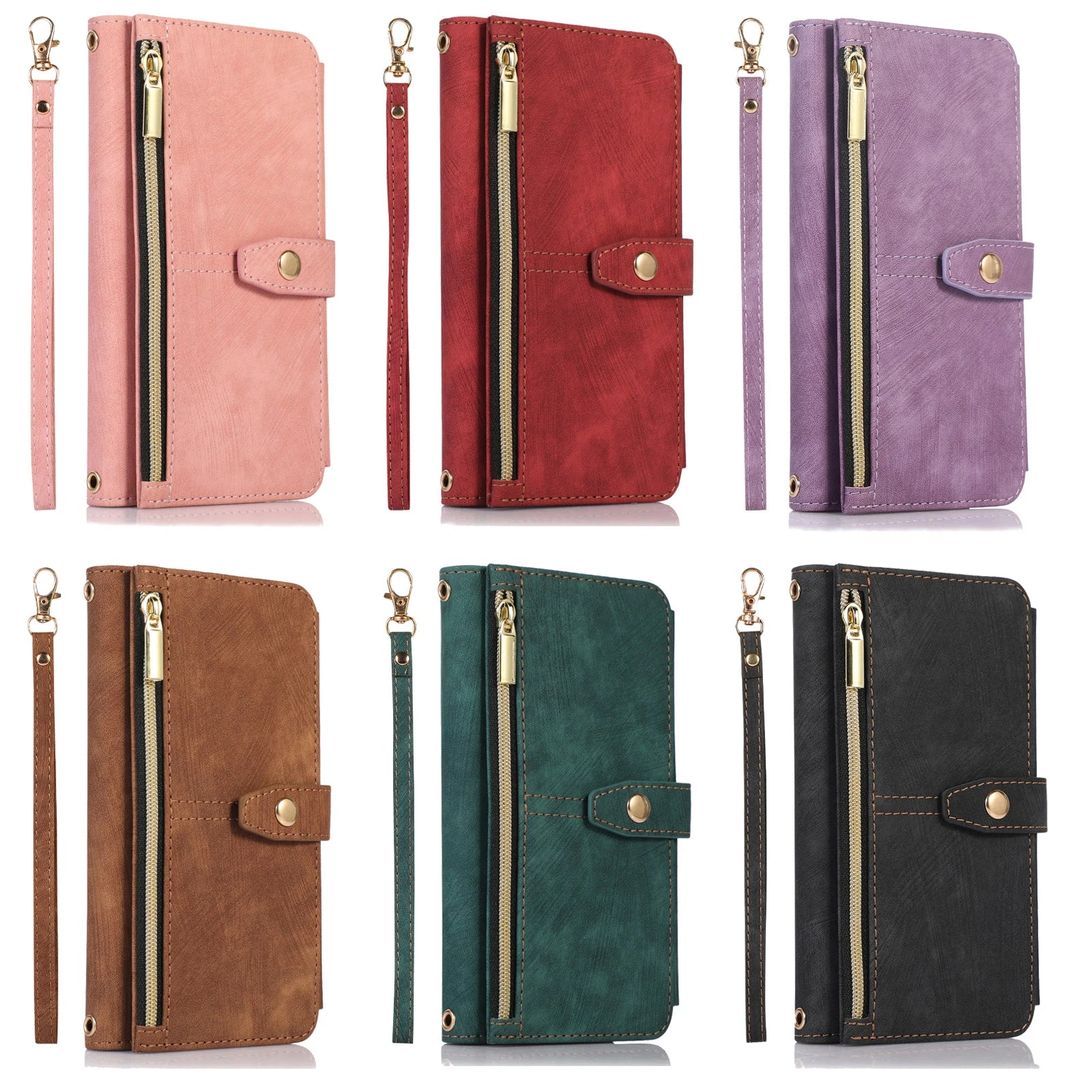 Shoulder Strap Card Folio Zipper Leather Galaxy Note and S Case - DealJustDeal