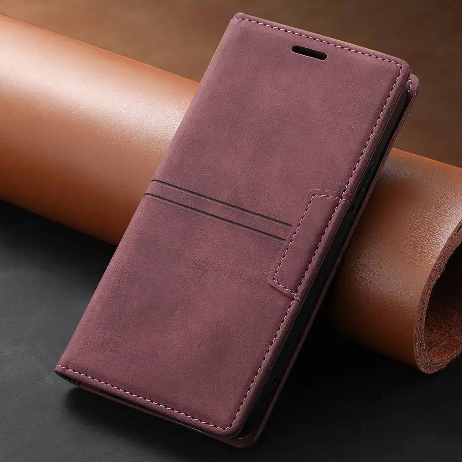 Card Holder Leather Flip Wallet Galaxy Note and S Case - DealJustDeal