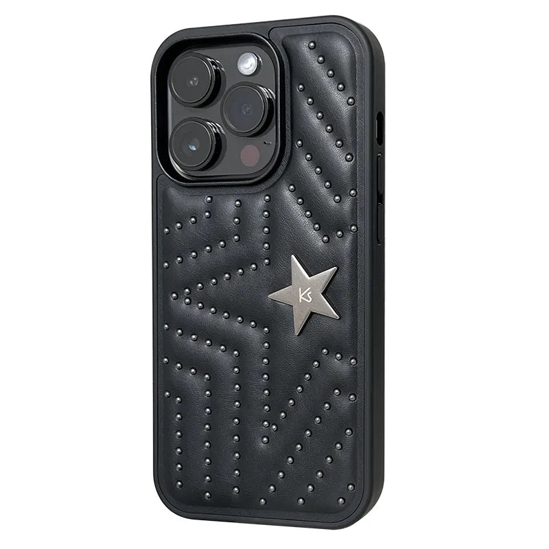 Rivet Stars Leather iPhone Case - DealJustDeal