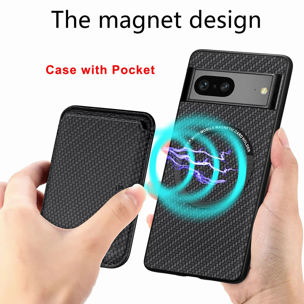 Carbon Fiber Texture Leather Magnetic Google Case - DealJustDeal