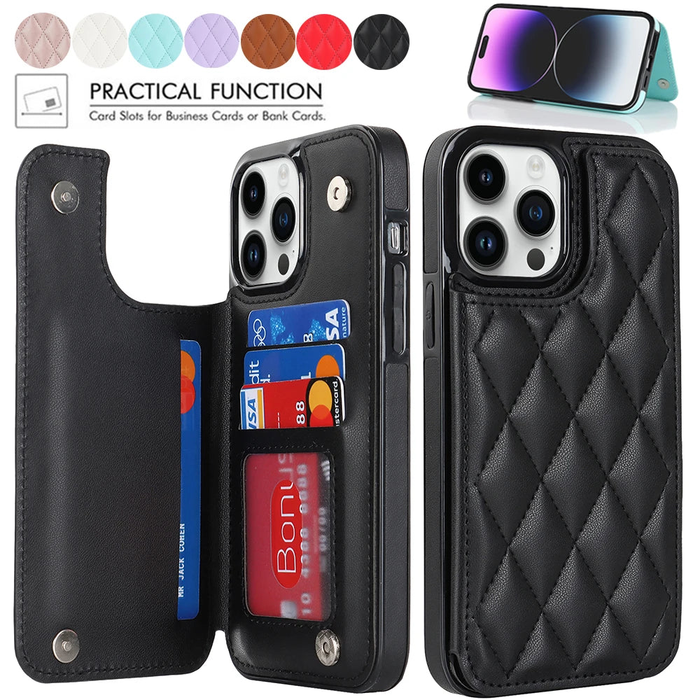 Leather Retro Card Holder Flip iPhone for iPhone Case - DealJustDeal