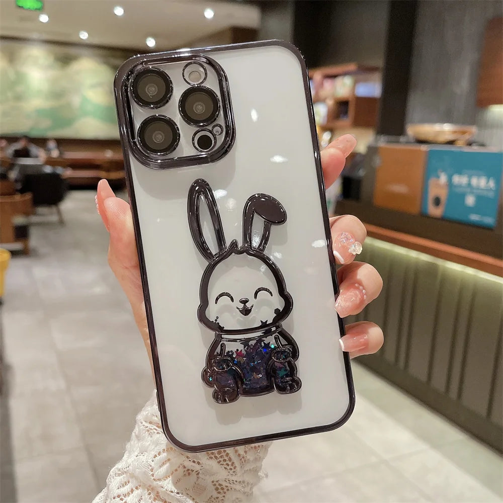 Camera Protective Cute Rabbit Quicksand Glitter iPhone Case - DealJustDeal