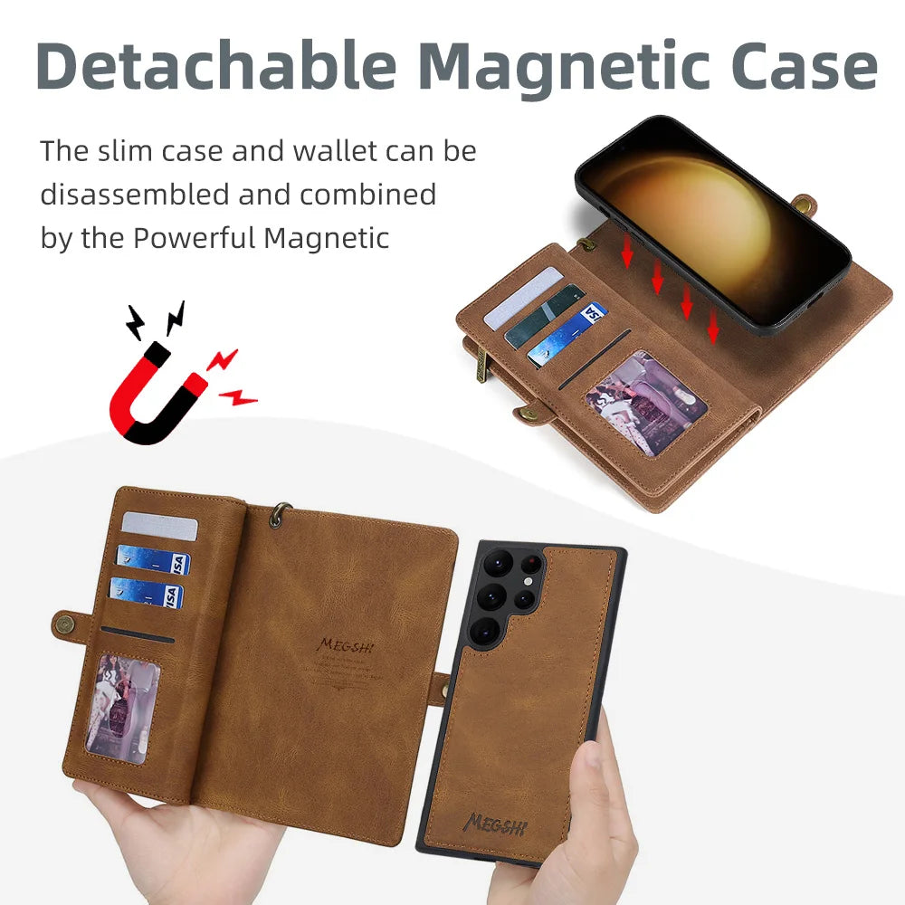 2 in 1 Magnetic Detachable Leather Wallet Galaxy S Case - DealJustDeal