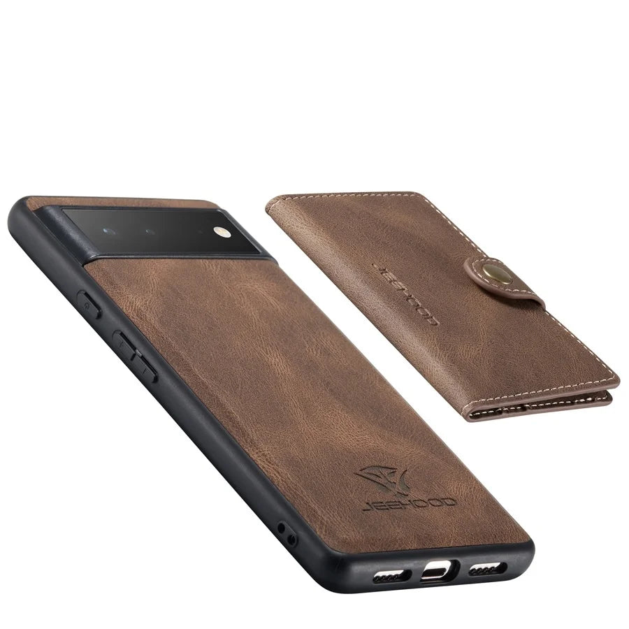 Built-in Magnet Genuine Leather and PU Google Case - DealJustDeal