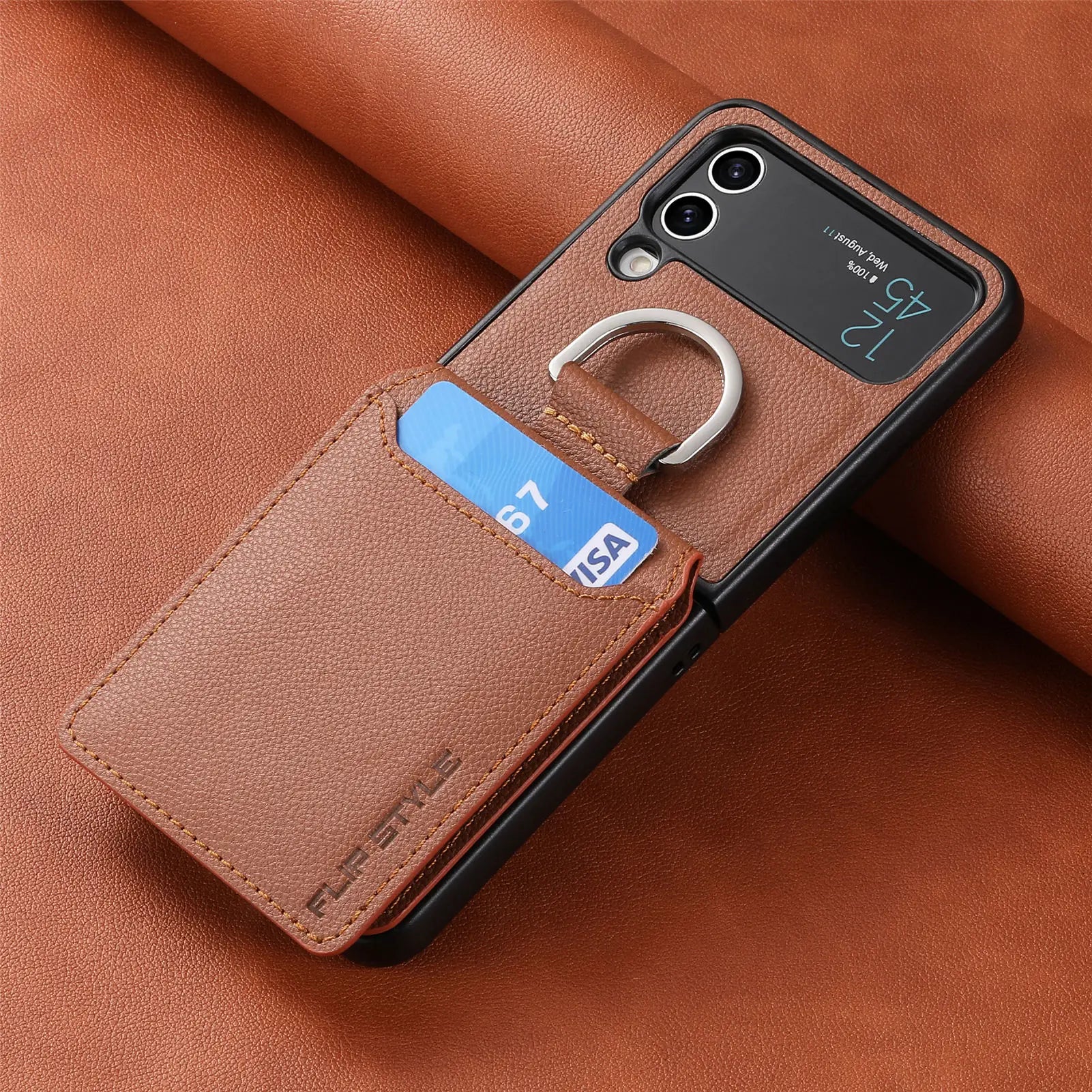 Lychee Pattern Leather Galaxy Z Flip Case - DealJustDeal