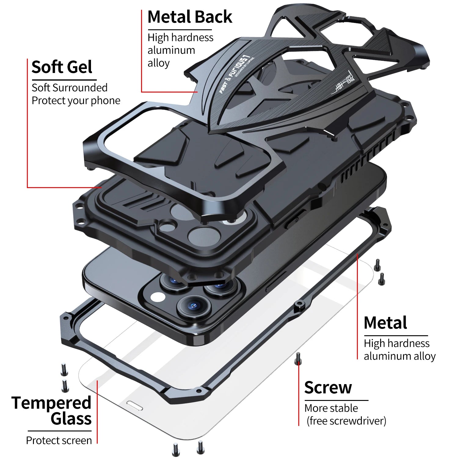 Shockproof Armor All Inclusive Metal iPhone Case - DealJustDeal