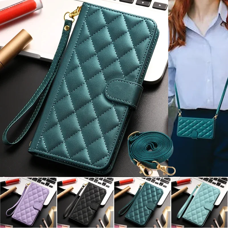 Long lanyard Wallet Card Flip Leather Galaxy A and Note Case - DealJustDeal