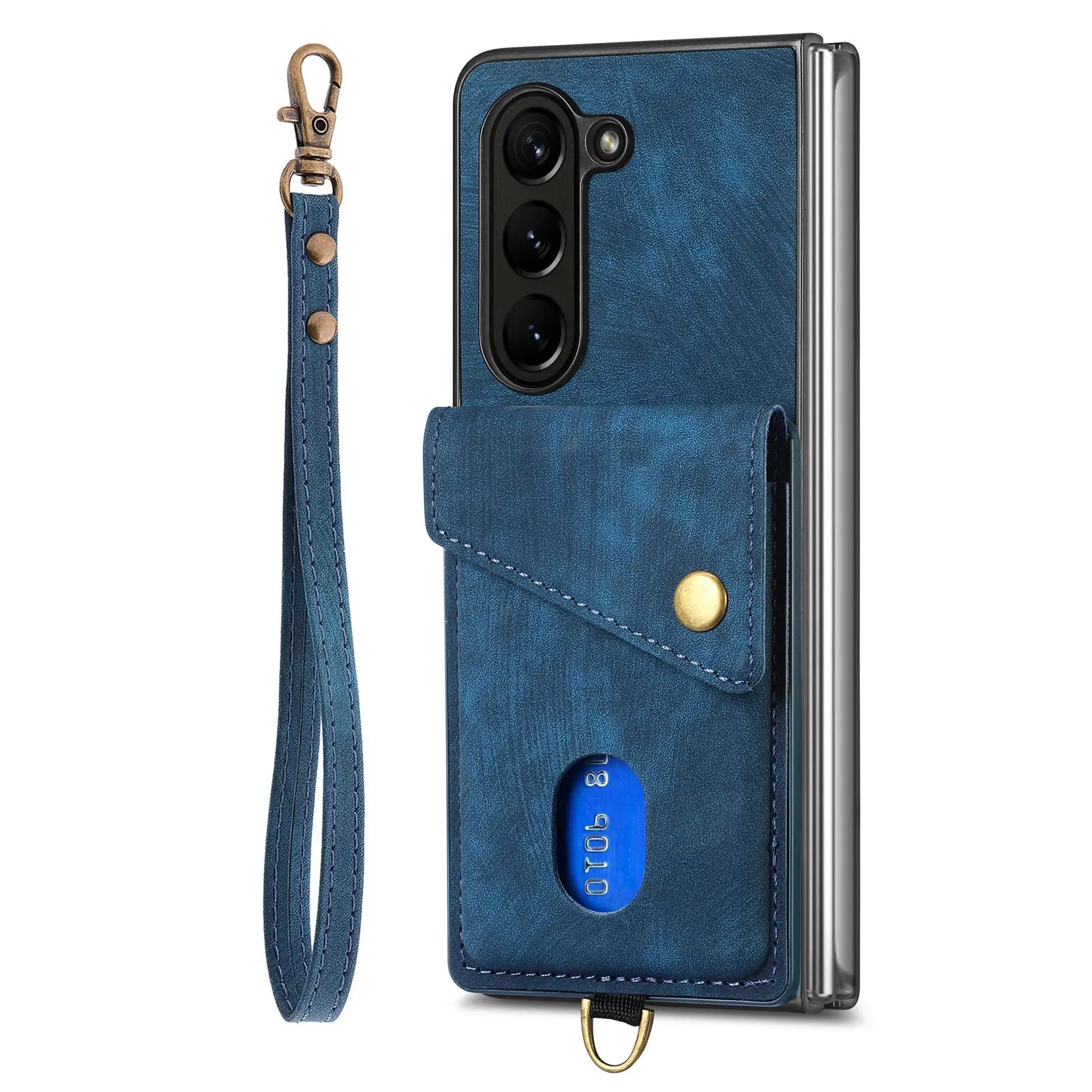 Hand Strap Flip Anti Drop Leather Wallet Galaxy Z Fold Case - DealJustDeal