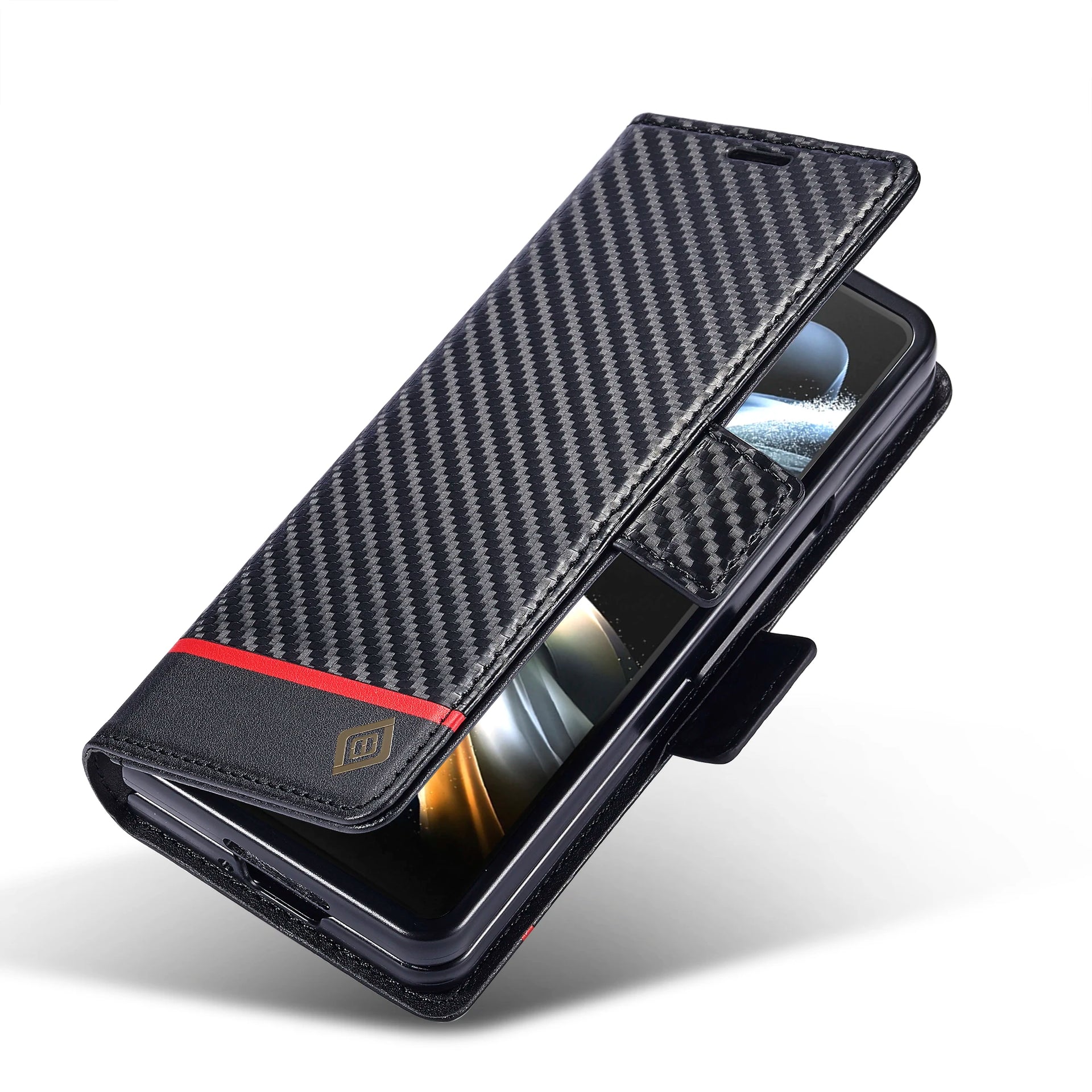 Magnetic Flip Carbon Fiber Leather Wallet Galaxy Z Fold Case - DealJustDeal