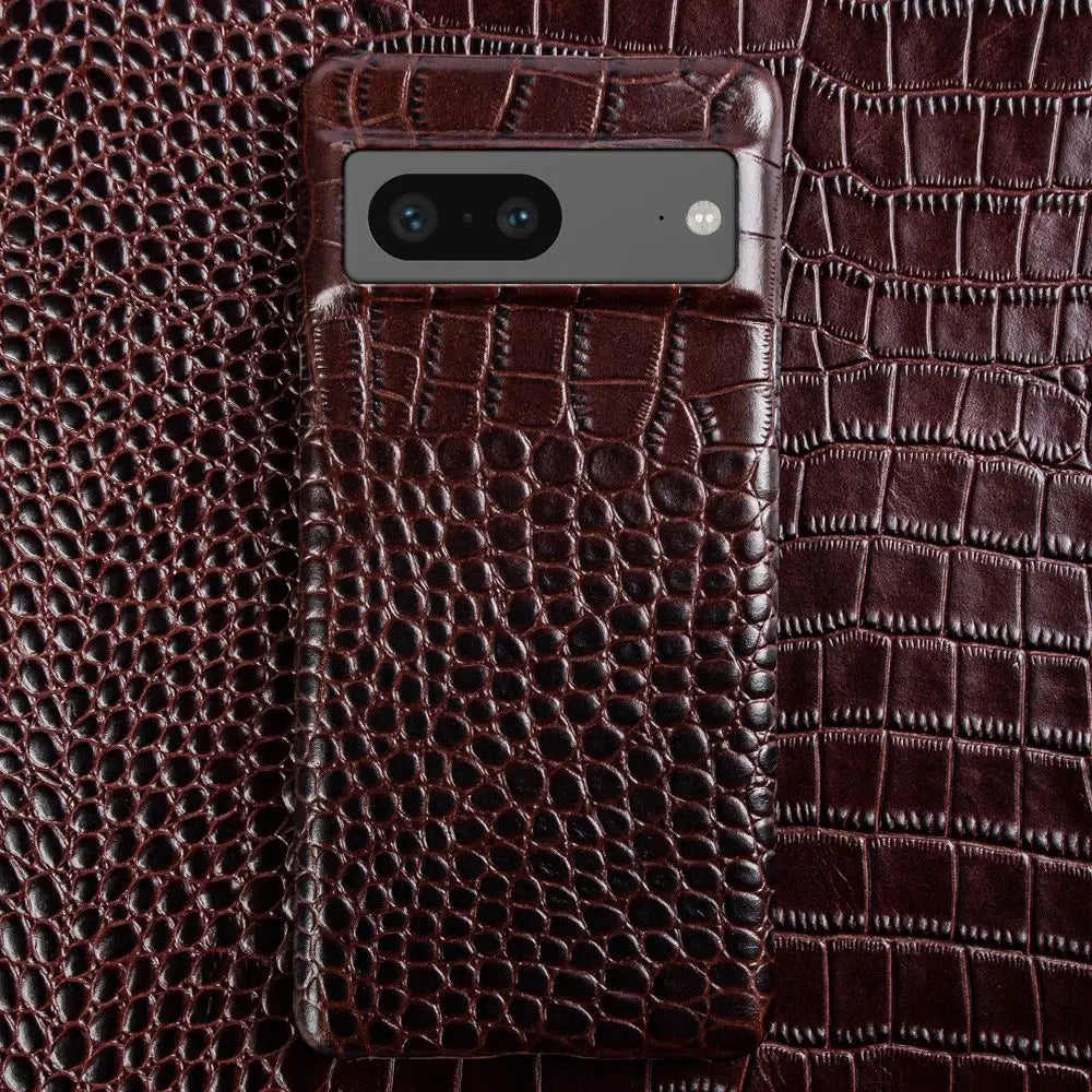 Crocodile Grain Genuine Leather Google Case - DealJustDeal