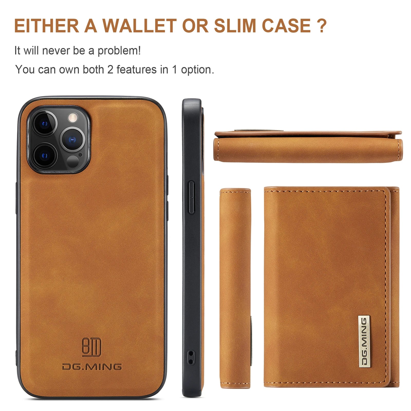 Intelligent Divide Split body Magnetic Leather Wallet iPhone Case - DealJustDeal