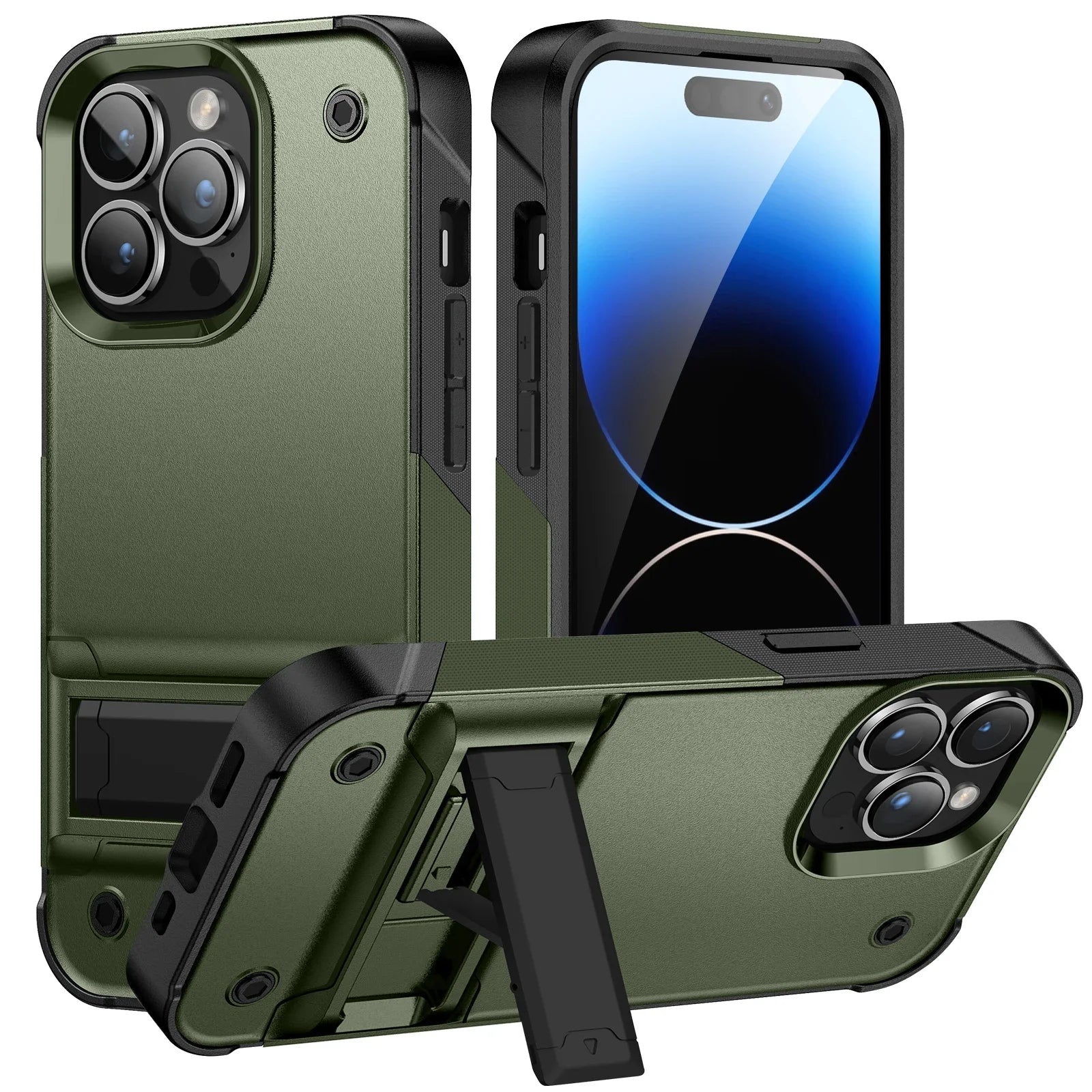 TPU Plastic Kickstand Rugged Armor Shockproof iPhone Case - DealJustDeal