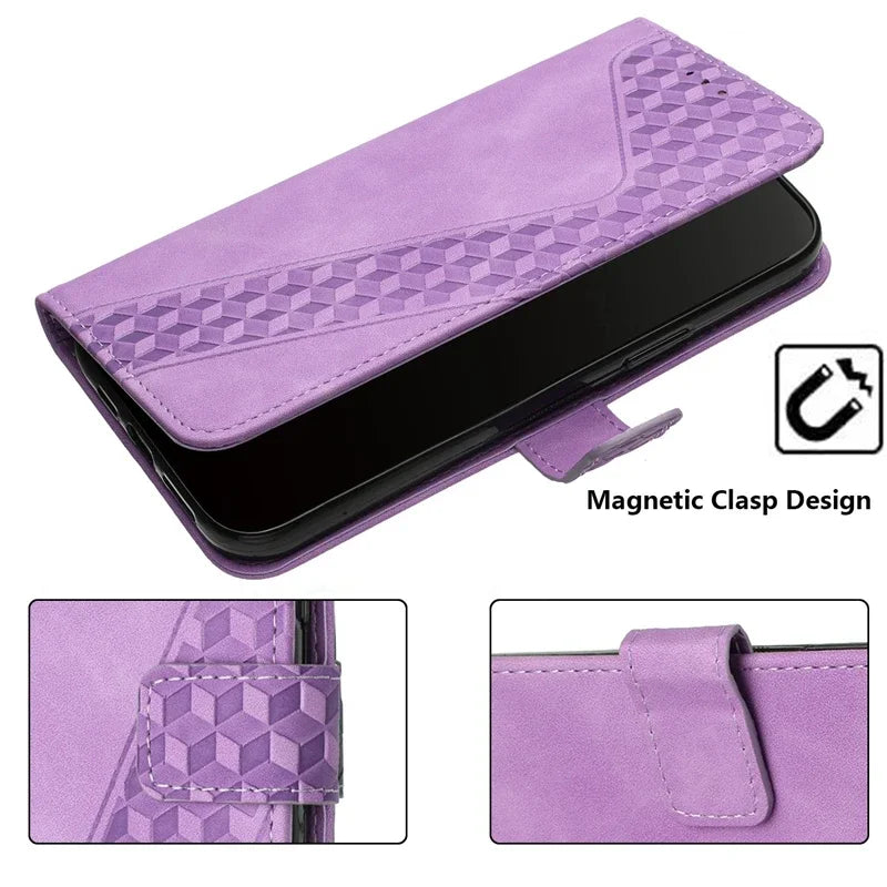 Embossed Wallet PU Leather Google Case - DealJustDeal