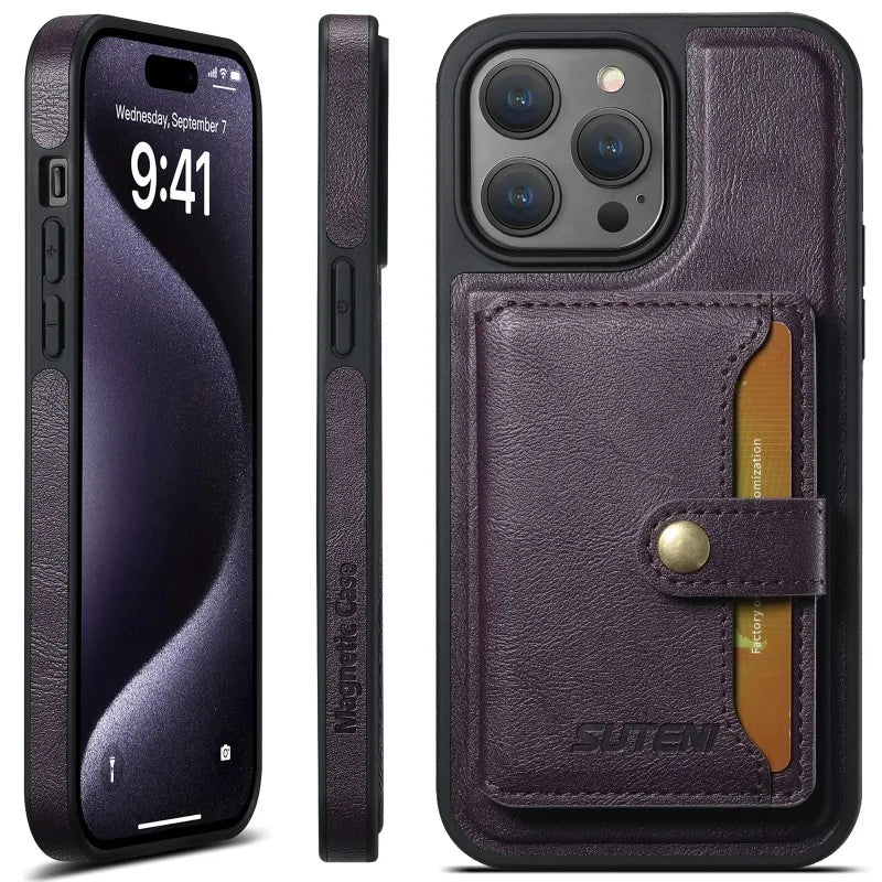 2 in 1 Detachable Leather Magnetic iPhone Case - DealJustDeal