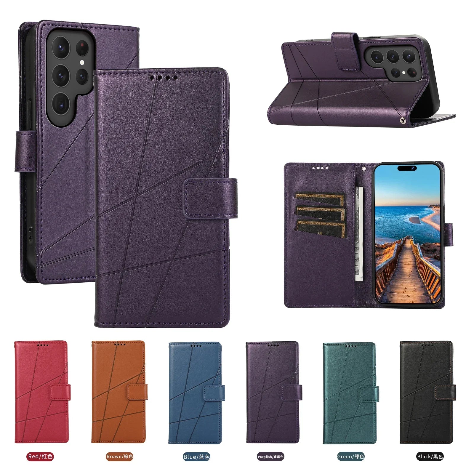 Wallet Flip Card Holder Leather Galaxy M and S Case - DealJustDeal