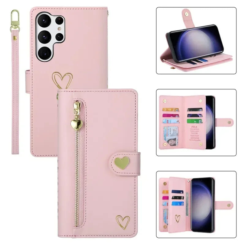 Flip Lanyard Stand Wallet Card Leather Galaxy Note and S Case - DealJustDeal