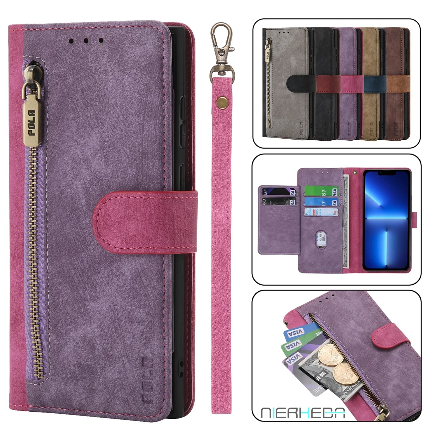 Flip Wallet Anti-Theft Brush Leather Galaxy M Case - DealJustDeal