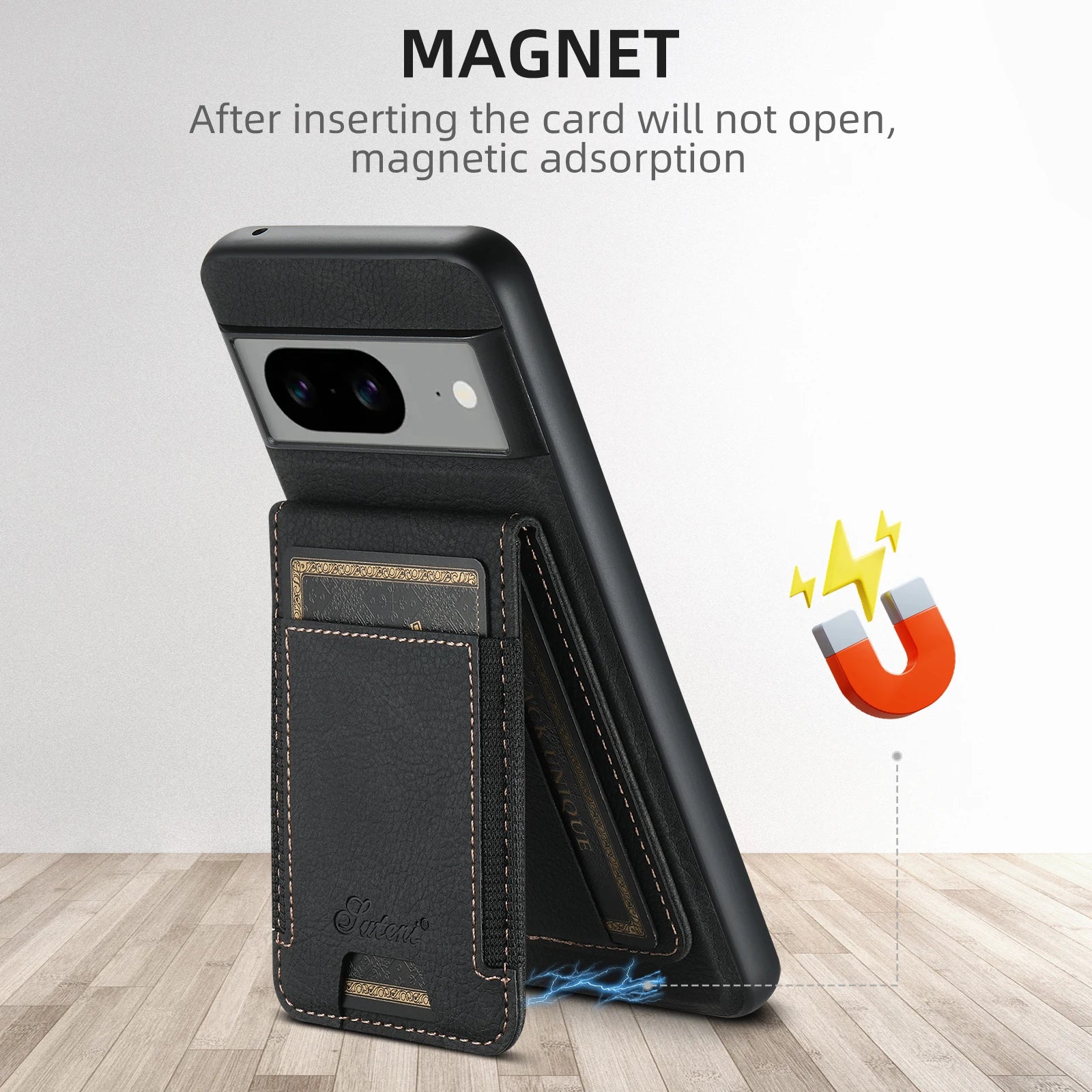 Magnetic 2-in-1 Card holder PU leather wallet case - DealJustDeal