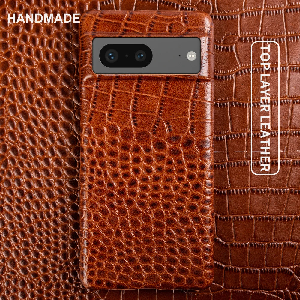 Handmade Crocodile Pattern Genuine Leather Google Case - DealJustDeal