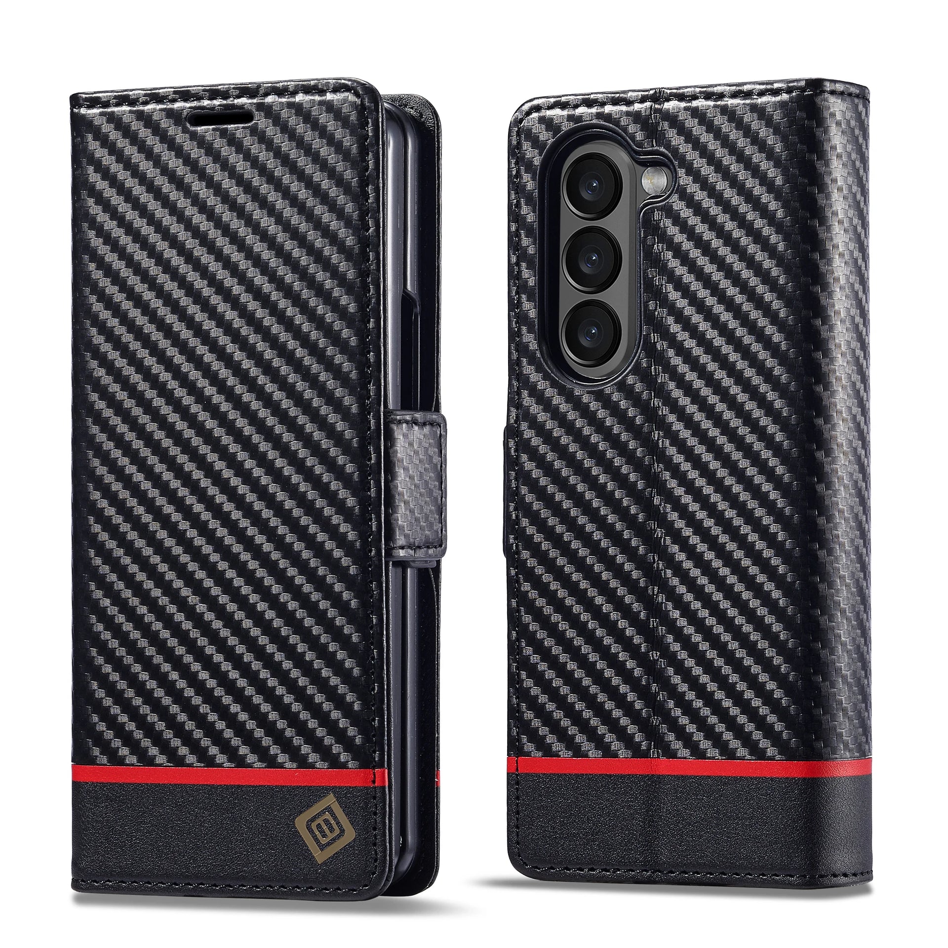 Magnetic Flip Carbon Fiber Leather Wallet Galaxy Z Fold Case - DealJustDeal