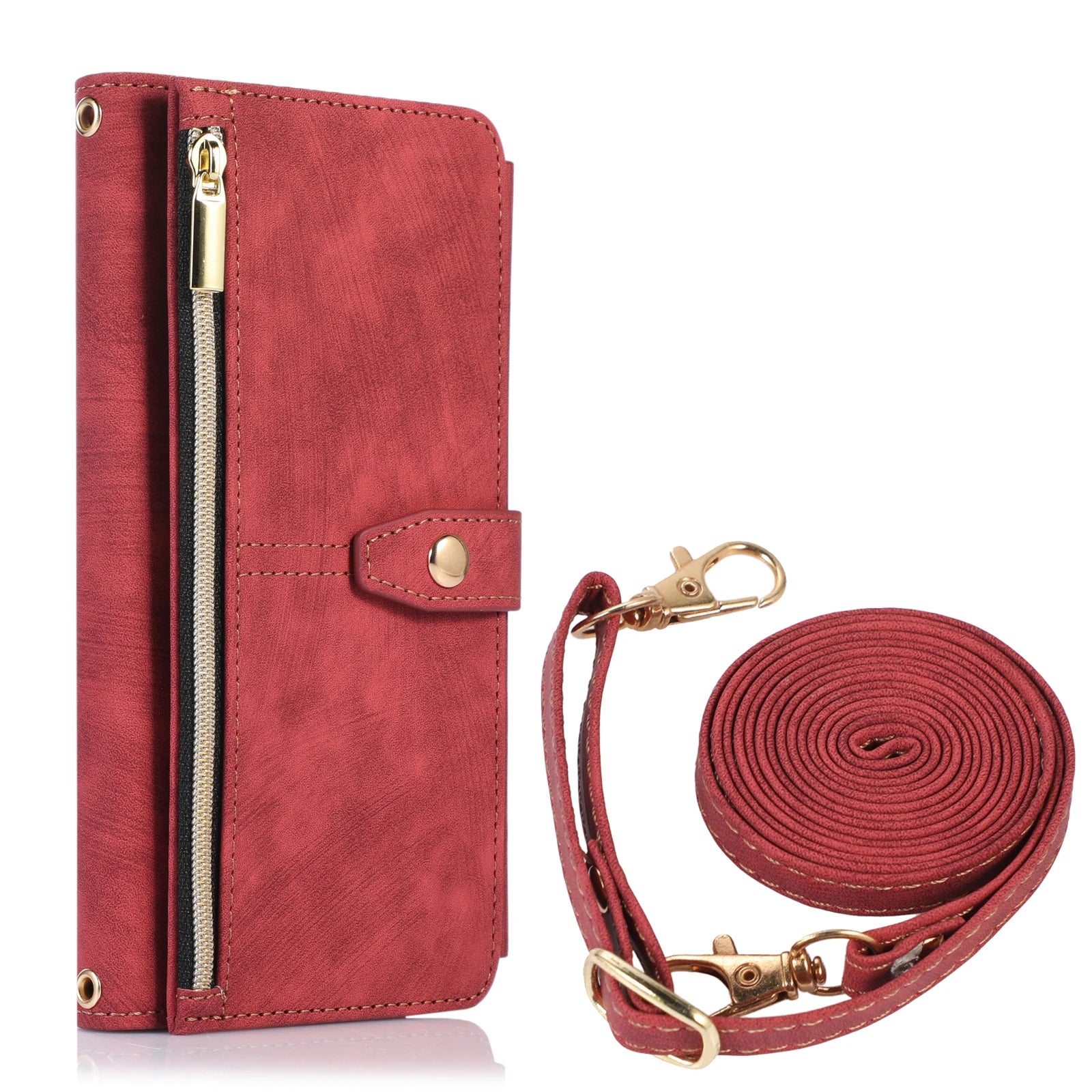 Long lanyard Crossbody Purse Flip Leather Google Case - DealJustDeal