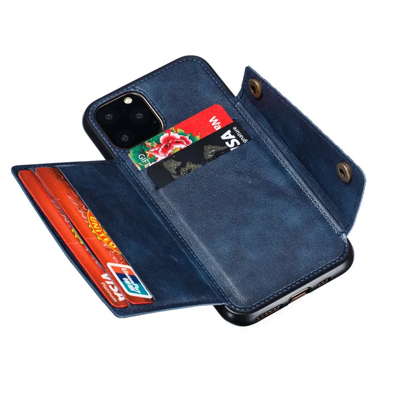 Card Slot Holder Wallet PU Leather iPhone Case - DealJustDeal