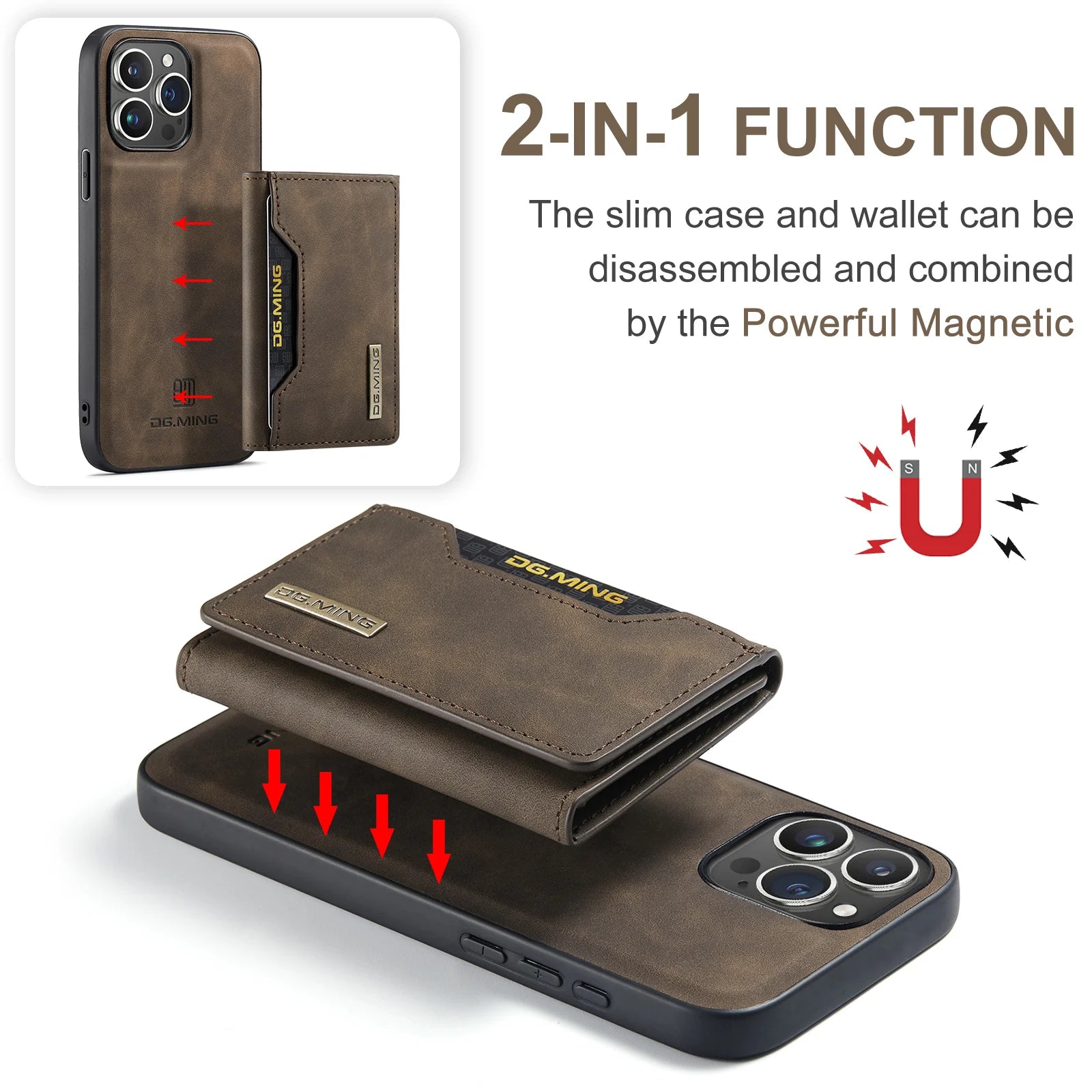 2 in 1 Detachable Wallet Leather iPhone Case - DealJustDeal