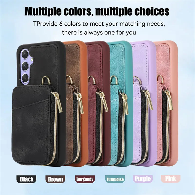 Zipper Wallet Card Flip Leather Galaxy Case - DealJustDeal