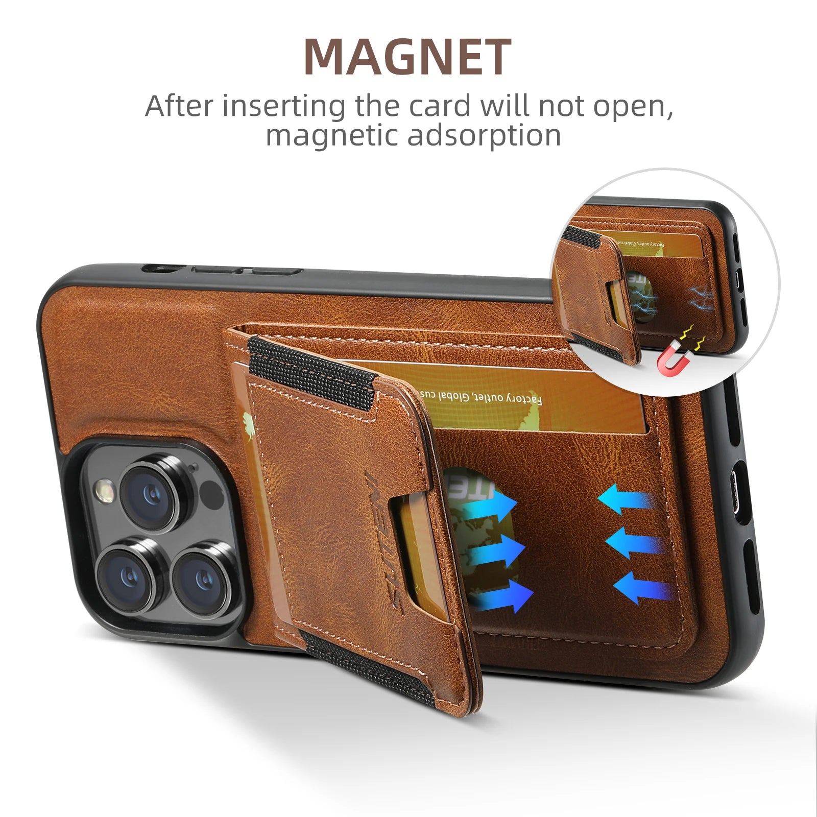 Magnet Flip Wallet Kickstand Leather iPhone Case - DealJustDeal