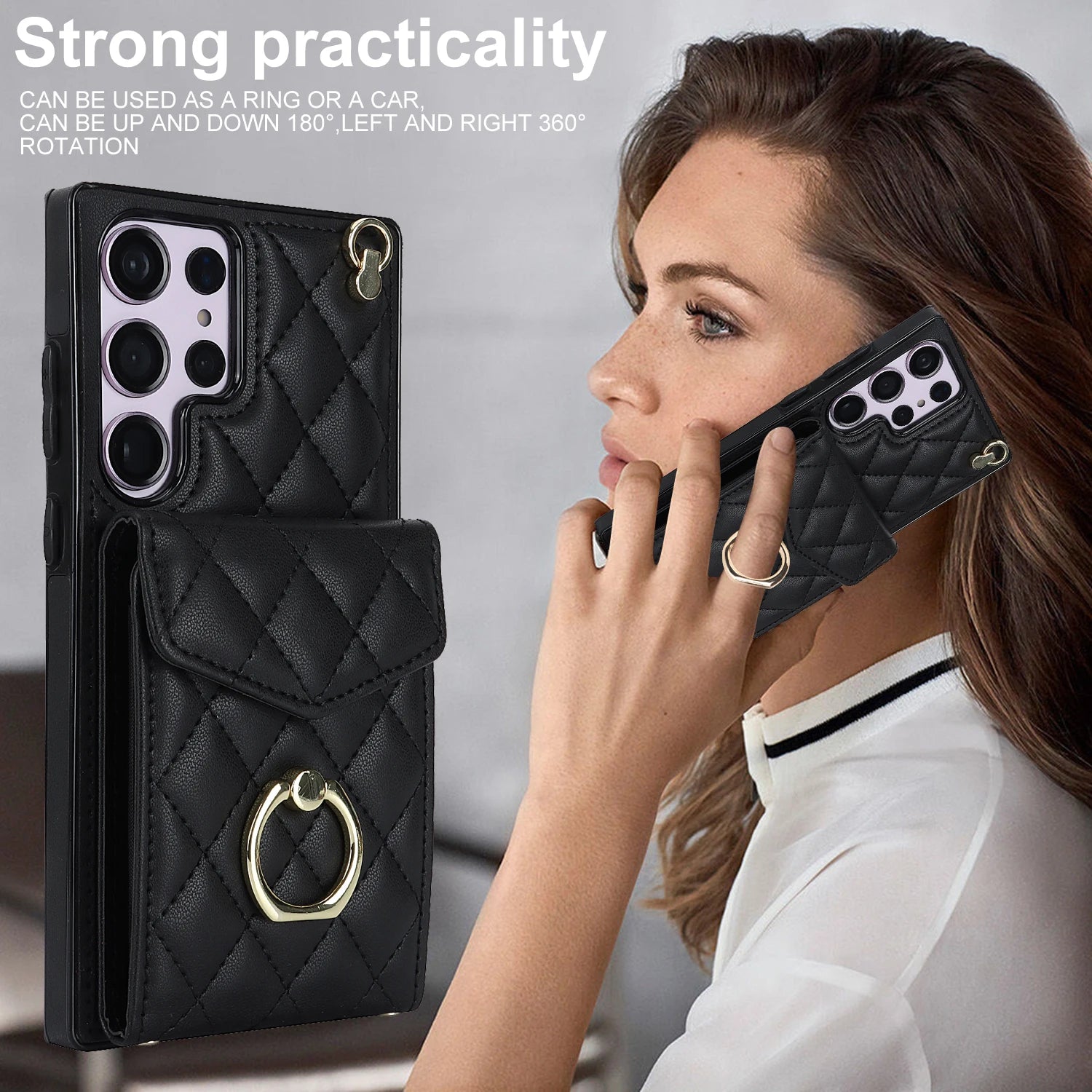 Wallet Cards Slot Ring Holder Leather Galaxy S Case - DealJustDeal