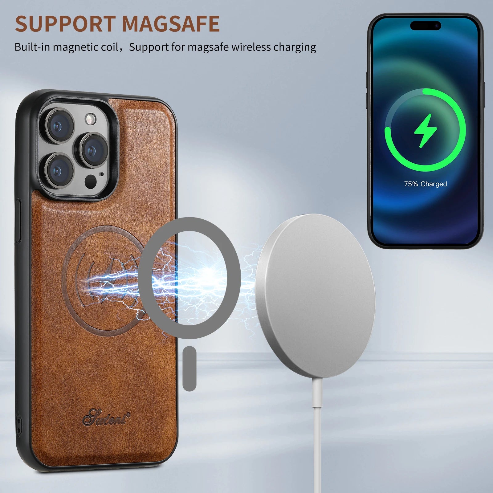 Magnetic Card Holder Leather 2 in 1 iPhone Case - DealJustDeal